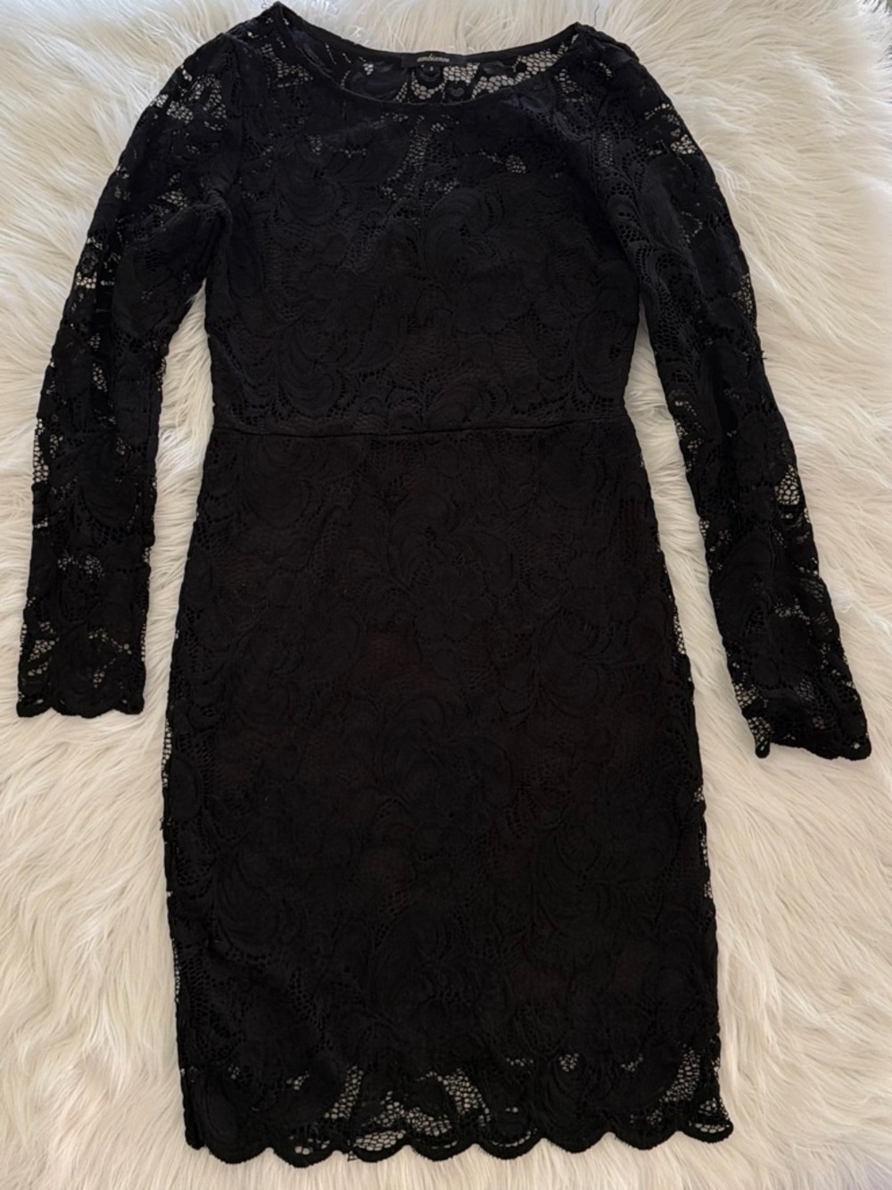 Black Lace Long-Sleeve Sheath Dress - Picture 1 of 3